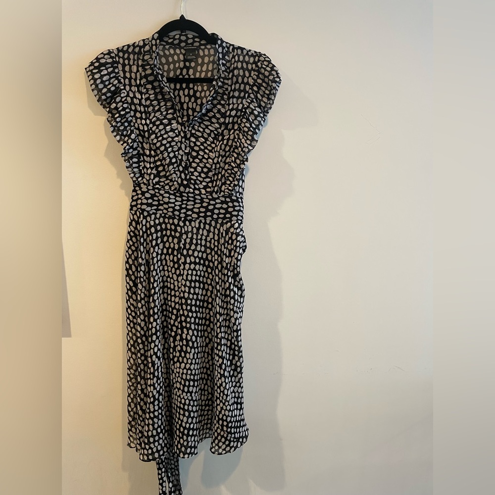 Club Monaco black and white patterned midi
